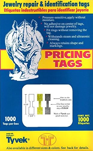 1000 Pieces Jewelry Repair, Price and Indentification Tags/Tyvek Self Adhesive Rectangle/Dumbbell/Barbell Jewelry Price Tags (Rectangle - 44 x 12mm, Silver) - Image 3