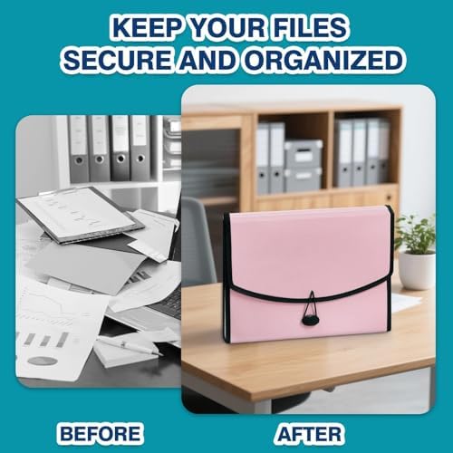 H4D 13-Pocket Accordion File Organizer, Expanding File Folder, Light Pink - Image 6