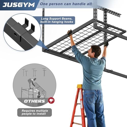 3X6FT Overhead Garage Storage Rack 450LBS Capacity, 26"-40" Height Adjust - Image 4