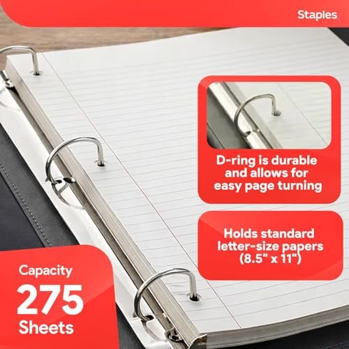 Staples Better 1-Inch D-Ring Binder, Black, Heavy-Duty, 3-Ring - Image 3