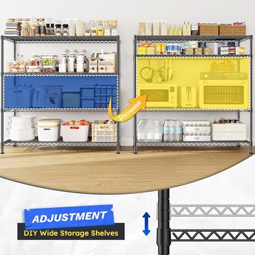 DurayLoly Extra-Wide 4-Tier 800LBS Storage Rack, Adjustable Shelves, Black - Image 5