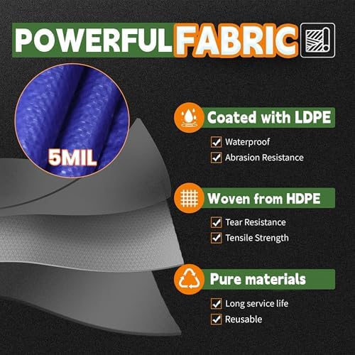 RAINDEWAY Tarps 14x14 Feet 5 Mil Blue Waterproof Multipurpose Tarp - Image 3