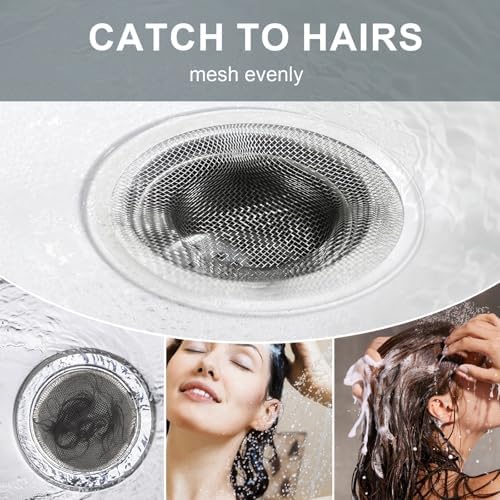 2pcs Heavy Duty Stainless Steel Slop Basket Filter Trap, 2.75" Top / 1" Mesh Metal Sink Strainer Shower Drain Hair Catcher for Kitchen Bathroom Bathtub Wash Basin Floor Balcony Drain Hole, Utility - Image 6