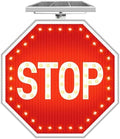 24" Solar Stop Sign with LED Flashing Lights, Traffic Street Road Stop Warning Sign Solar Powered with Aluminum Frame and Engineered Reflective film, High Visibility & IP65 Wateproof for Outdoor by KERTY