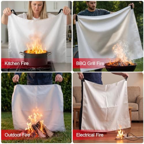 Emergency Fire Blanket for Home and Kitchen, 4 Pack, 40" x 40" Coverage - Image 3