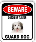 BEWARE COTON DE TULEAR GUARD DOG Aluminum Composite Outdoor Sign 8.5" x10" Metal Security Notice for Yard, Fence, Porch, Property, and Business – No Trespassing, Warning, Attack Dogs, Protection by WorkHouseSigns