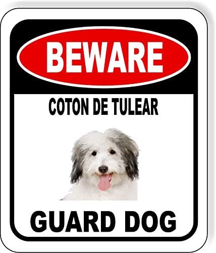 BEWARE COTON DE TULEAR GUARD DOG Aluminum Composite Outdoor Sign 8.5" x10" Metal Security Notice for Yard, Fence, Porch, Property, and Business – No Trespassing, Warning, Attack Dogs, Protection by WorkHouseSigns