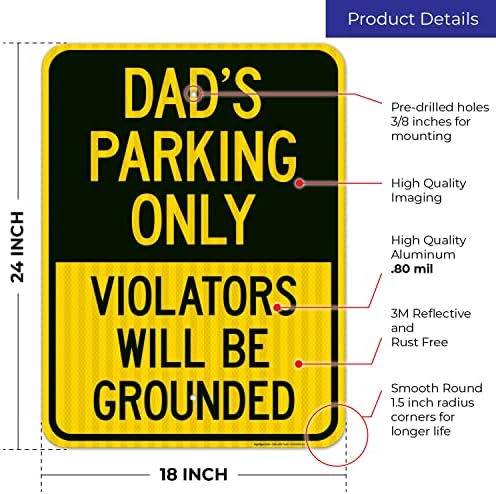 Dad's Parking Only Violators Will Be Grounded Sign, - Image 3