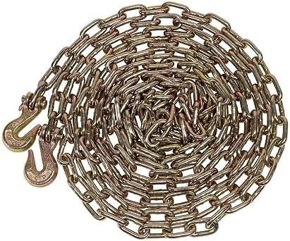 (2 Pack) 1/4" x 20' Transport Binder Chain Grade 70 with Grab Hook - 3150 LBS WLL Transport Binder Tow Chain with Hooks - Towing Equipment - Gold Chromate - Image 3