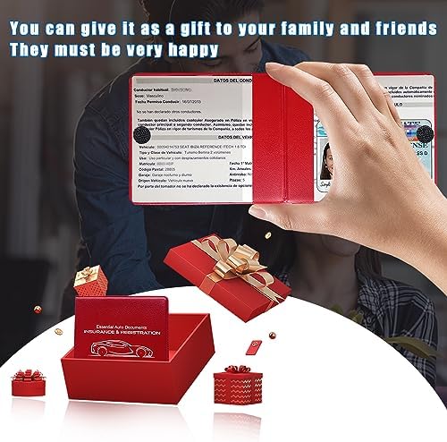 Ziciner Car Registration Insurance Holder, 2Pack Essential Auto Card Document Glove Box Organizer with Touch Fastener, Vehicle Interior Accessories Perfect for Most Car, Truck, SUV (Red/Small Car) - Image 5