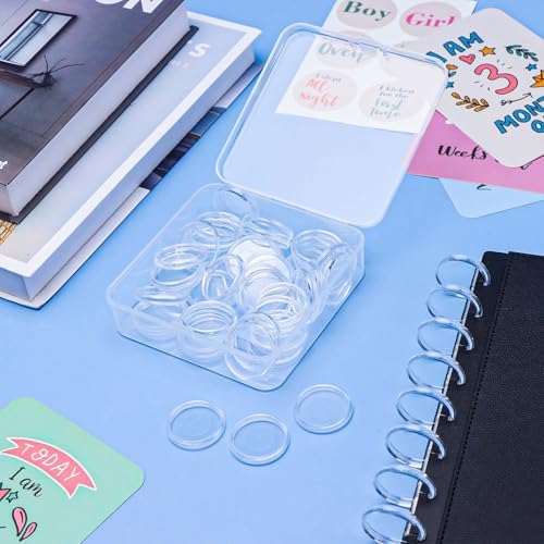 Clear Discbound Discs Set 50pcs 32mm Plastic Expansion Rings with Clear PP Holder PC Book Binding Discs for Disc Bound Notebook Planner Binder Accessories Note-Taking System (32mm) - Image 2
