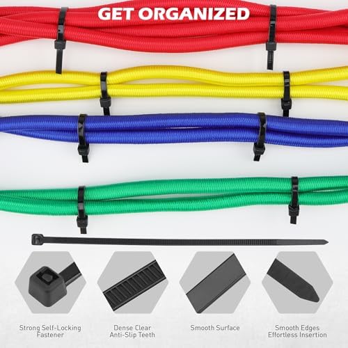 60-Piece Bungee Cords Assorted Sizes - 10" 18" 24" 32" 40" Bungee Cords with Hooks, Heavy Duty Outdoor, Large Medium Small Mini Elastic Canopy Tarp Bungee Ball Ties Tarp Clips Organizer - Image 6