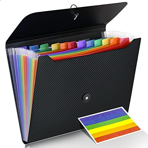 Cesil 13 Pockets Accordian File Organizer with Tabs Expanding File Folder by CesilOfficeSupplies
