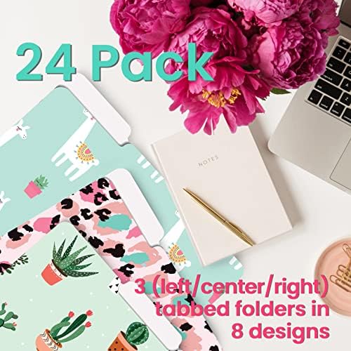 Better Office Products Decorative File Folders, 24 Pack, 8 Designs, Heavyweight, Letter Size (9.5" x 11.5") with 1/3 Cut Tab, Cute & Fun Modern Designs, Fashion Folders - Image 3