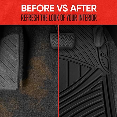 Motor Trend FlexTough Performance All Weather Rubber Car Floor Mats with Cargo Liner – Full Set Front & Rear Floor Mats for Cars Truck SUV, Automotive Floor Mats (Black) - Image 7