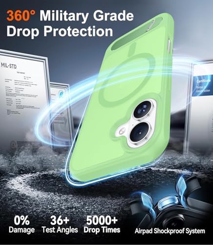 Temdan Designed for iPhone 17 Case, [Built-in Invisible Kickstand][Compatible with MagSafe][Military Grade Shockproof] Slim Translucent Matte Phone Case 6.3 inch (Light Green) - Image 4