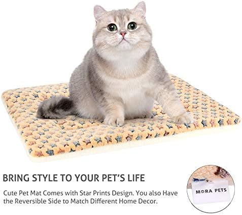 Mora Pets Cat Bed Ultra Soft Dog Crate Pad Star Print 14 x 17.5 inch Brown - Image 6