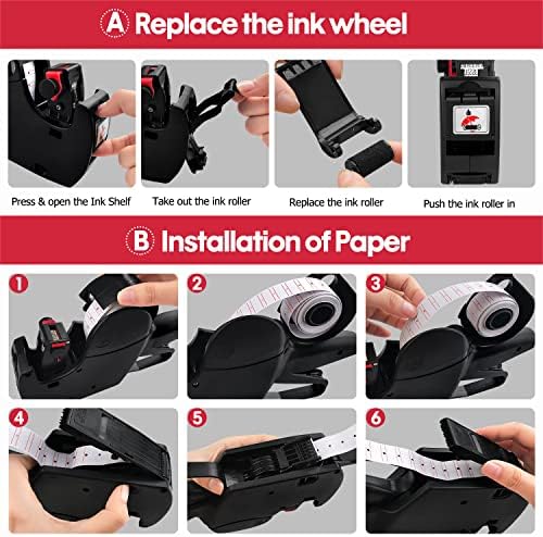 MX5500 Pricing Tag Gun with 5150 pcs Sticker Labels & Extra Inker, 8 Digits Tag Maker for Retail Shop, Grocery Store (Black) - Image 7