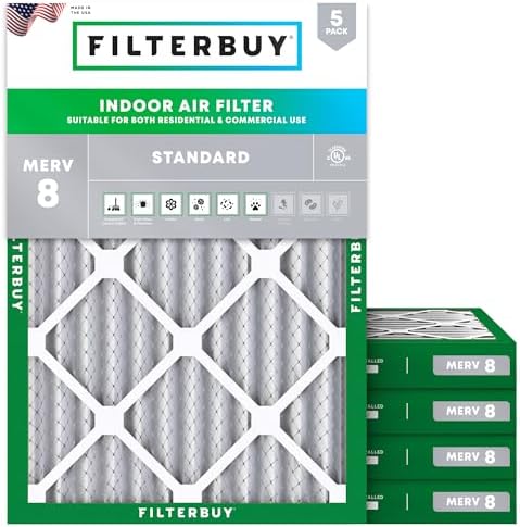 Filterbuy 24x28x2 Air Filter MERV 8 Dust & Allergy Defense (5-Pack) by Filterbuy