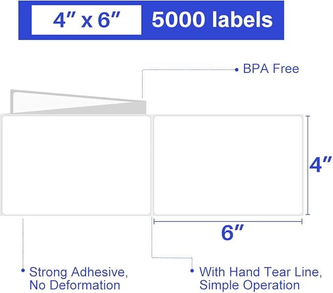 ESSENTIAL Fanfold 4" X 6" Direct Thermal Shipping Labels - Image 2