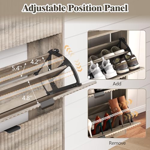 HUANLEGO Shoe Cabinet Storage for Entryway with 6 Flip Drawers, Grey - Image 4