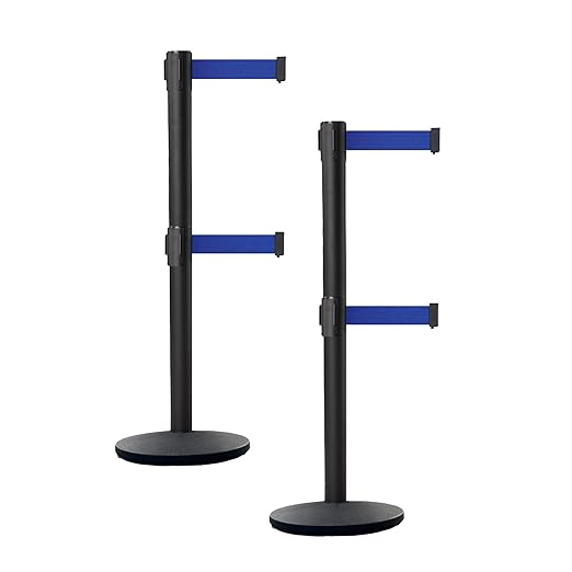 Crowd Control Warehouse CCW Set of 2 Dual Retractable Belt Barrier Stanchion by Crowd+Control+Warehouse