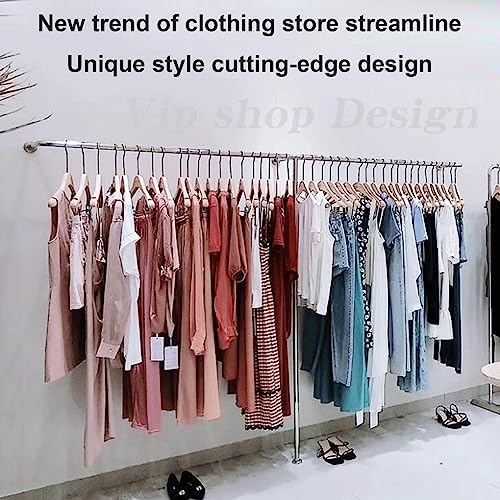 Creative Clothing store clothes Rail Silver Wall mounted Garment Racks, industrial pipe clothing rack T-shaped retail garment display stand, Heavy Duty Closet Storage Organizer Towel Hanging Bar - Image 5