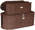 Set of 2 Cable Management Box, Handwoven Cord Hider Box with 3 Open Slots by Unknown