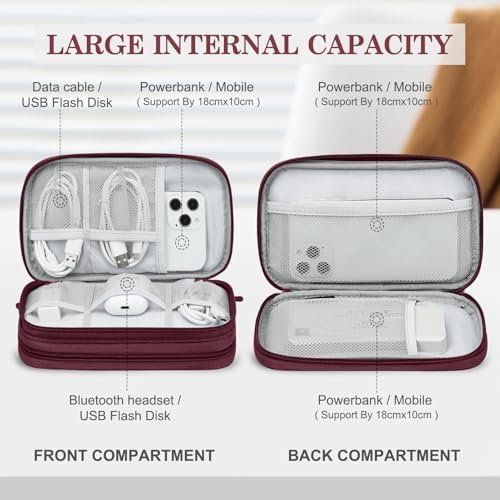 FYY Electronic Organizer, Travel Tech Pouch Bag, Medium, Wine Red - Image 3