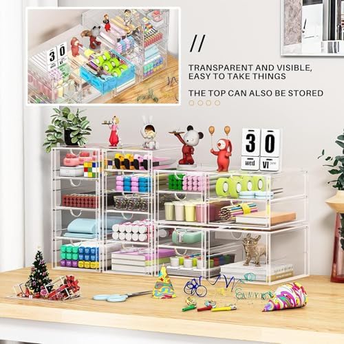 caktraie 4-Pack Acrylic 16-Drawer Storage & Makeup Organizer for Desk - Image 6