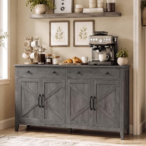 VASAGLE Farmhouse Buffet Cabinet, Coffee Bar with 2 Drawers by VASAGLEbySONGMICSHOME