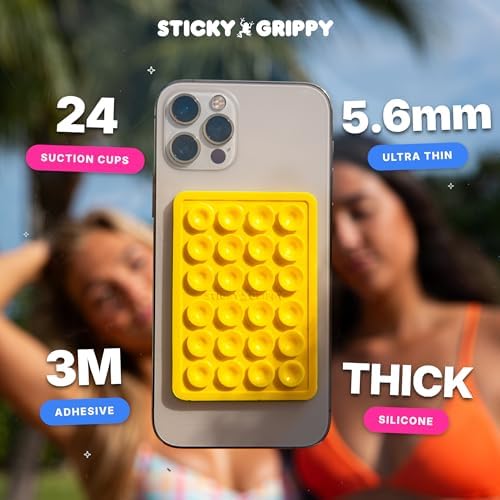 StickyGrippy Suction Phone Case Mount, Sillicon Adhesive Phone Accessory for iPhone and Android, Hands-Free Fidget Toy Mirror Shower Phone Holder, Tiktok Videos and Selfies (Bubble Gum) - Image 4