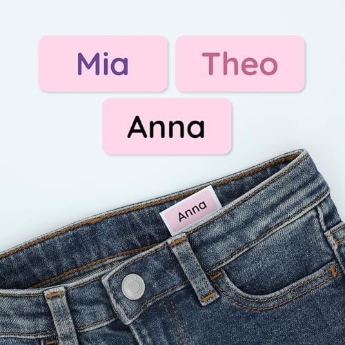 TeddyLabels - Clothing Labels for Nursing Home (180) – Self-Adhesive Name Tags for Clothes and Personal Items. Personalized Labels for Daycare, Nursing Homes, and Laundry Use - Light Pink by Teddylabels