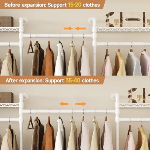 ComfyCorner Wall Mounted Garment Rack, Industrial Pipe Clothing Rack White - Image 4