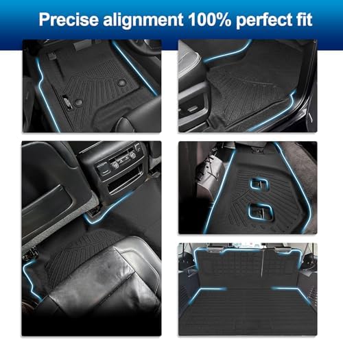 Peleus Floor Mats for Chevy Suburban & GMC Yukon XL 2015-2020 (2nd Row Bucket Seats),TPE All Weather Protection 3 Rows Car Floor Liners Duty Full Set Rubber Liner Suburban & Yukon XL Accessories - Image 4