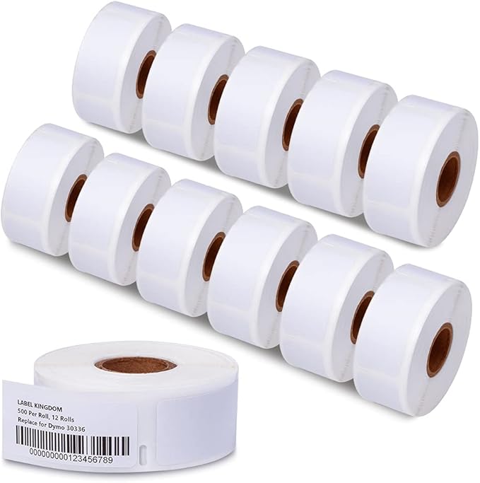 Label KINGDOM 12 Rolls Compatible Dymo 1" x 2-1/8" Multipurpose Labels by LabelKINGDOM