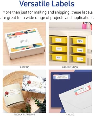 Avery Half-Sheet Printable Shipping Labels, 5.5" x 8.5" Customizable Stickers, White, 200 Blank Mailing Labels, Great for Mailing, Shipping, Organizing, and More (5126) (Pack of 5) - Image 4