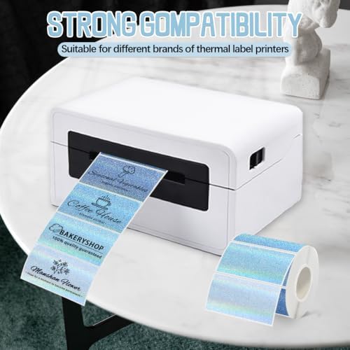 2''x1'' Holographic Direct Thermal Barcode Labels,Self-Adhesive Thermal Printer Stickers for Address Design DIY Logo Business（Blue Gradient Dots） - Image 3