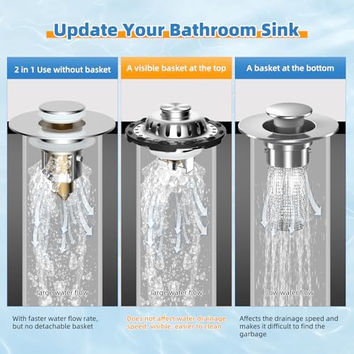 Universal Bathtub Drain Stopper, 2PCS Metal Shower Hair Catcher, Chrome - Image 6