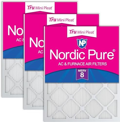 Nordic Pure 18x20x1 (Actual Size: 17 3/4 x 19 3/4 x 3/4) Tru Mini Pleat MERV 8 AC Furnace Air Filters - 2.5X More Media for Longer-Lasting, High-Efficiency Filtration - 3 Pack by NordicPure