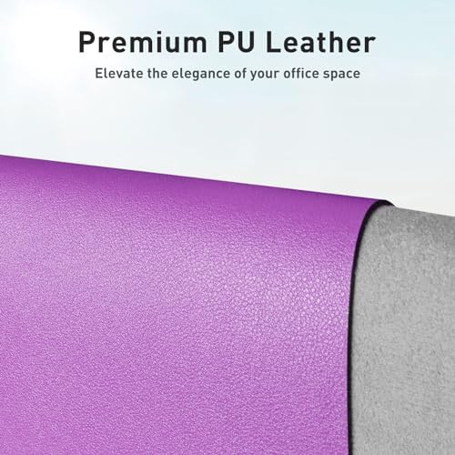 Aothia Leather Desk Pad Protector, Office Desk Mat, Large Mouse Pad, Non-Slip PU Leather Desk Blotter, Laptop Desk Pad, Waterproof Desk Writing Pad for Office and Home (48"x17", Iris Violet) - Image 2