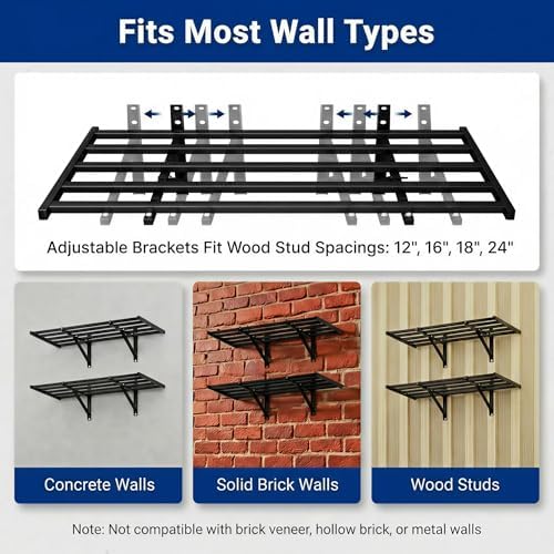 FLEXIMOUNTS 2-Pack 2x4ft Garage Wall Shelving, 8 Hooks, Heavy Duty, Black - Image 5