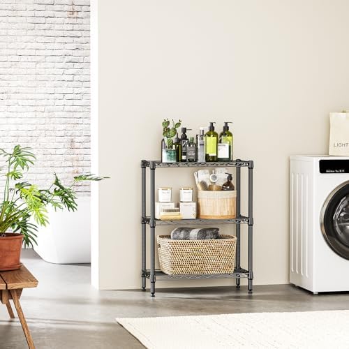 IZEUK 3 Tier Heavy Duty Steel Storage Shelves, Metal Shelf Wire Shelving Rack for Pantry, Kitchen, Cloakroom or Office Organization (13.8" D x 23.6" W x 35.5" H, 750LBS, Black) - Image 6