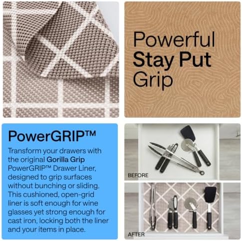 GORILLA GRIP powerGRIP Drawer Shelf and Cabinet Liner, 20"x20', Beige - Image 3