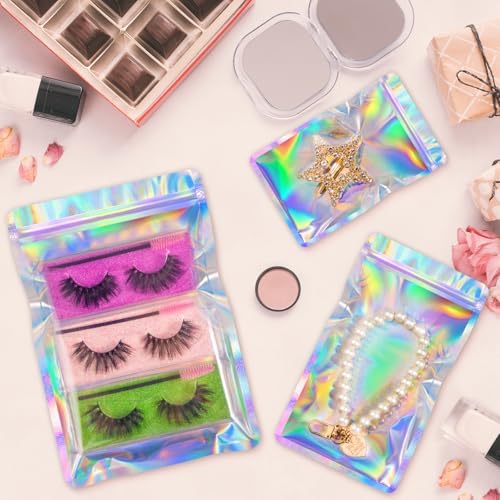 FUNFERY 5.5x7.9 inch Round Corner Clear Window Smell Proof Holographic Bags - Image 3