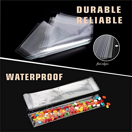 100 pcs 2" x 8" Long Clear Resealable Cellophane Bags Self Sealing Treat With Adhesive Flap Gift Wrap Poly Plastic Packaging 1.4 mil - Image 6