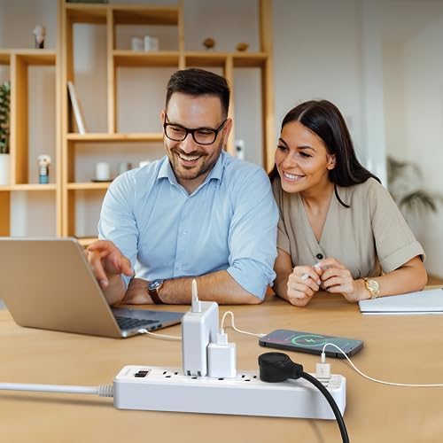 Power Strip, SUPERDANNY Surge Protector, 5 Outlets, 3 USB Ports, 4.5 Ft Extension Cord, 900 Joules, Mountable, Overload Switch, Protected Indicator Light, Multiple Protections for Home Office, White - Image 3