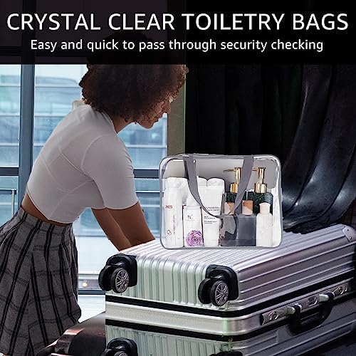2Pcs Crystal Clear PVC Travel Toiletry Bag Kit for Women Men, Cosmetic Bags - Image 2