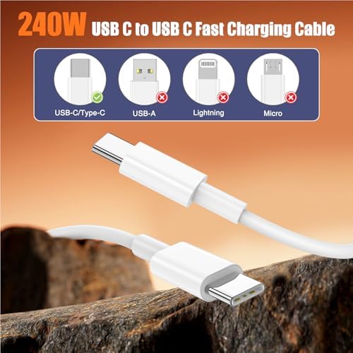 240W USB C to USB C Cable 2-Pack 6.6FT,Type C Fast Charging Cable for iPhone Air 17 16e 16 15 Pro Plus Pro Max，for Galaxy S25/S24, for iPad Pro/Air/mini, for MacBook Pro/Air and More - Image 7