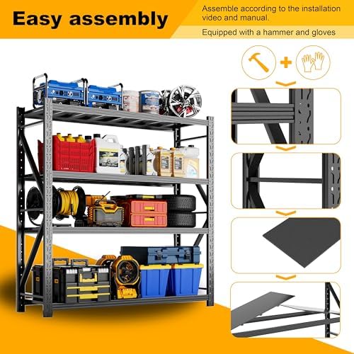 3000LBS Heavy Duty Storage Shelves,Adjustable Metal Garage Shelving Units, Industrial Shelving for Warehouse & Commercial Storage (Black, W32*D14*H73.2) - Image 6
